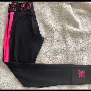 NEW Victoria's Secret Leggings - Black with Pink Accents